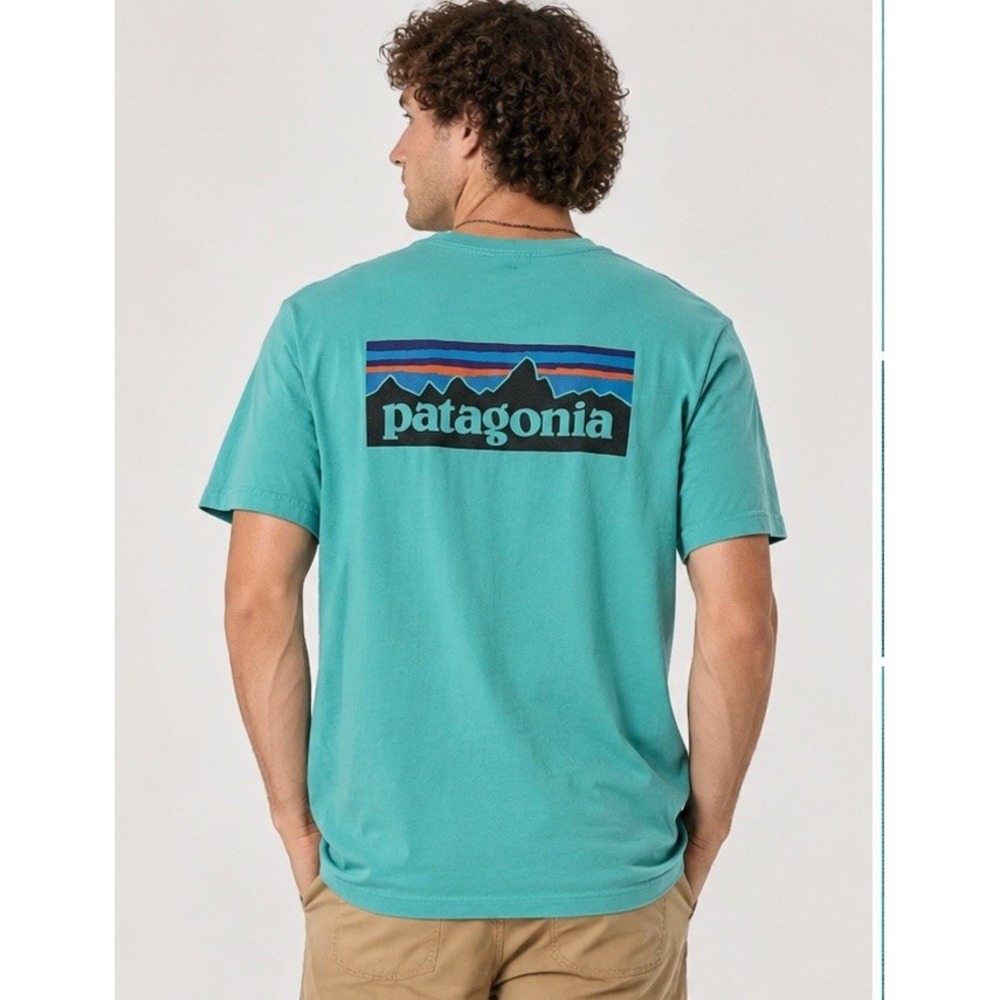 Patagonia Shirt Mens Medium Gray P-6 Logo Responsibili-Tee Back Graphic Tee